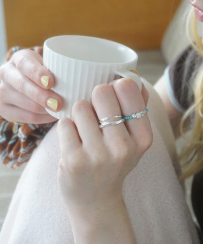 彩色珠三件套戒指