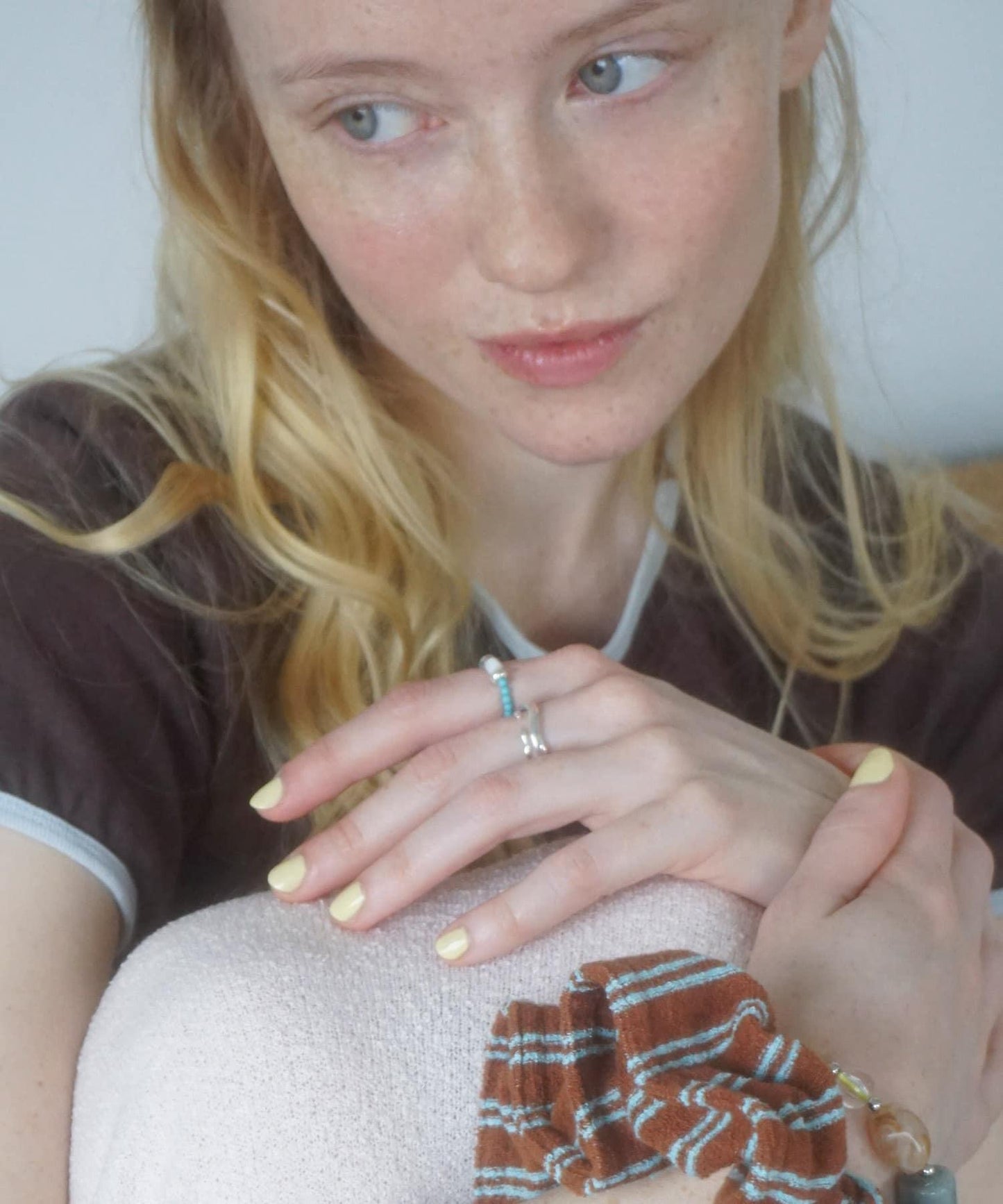 彩色珠三件套戒指