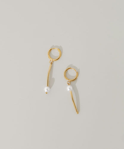 不鏽鋼不對稱珍珠耳釘