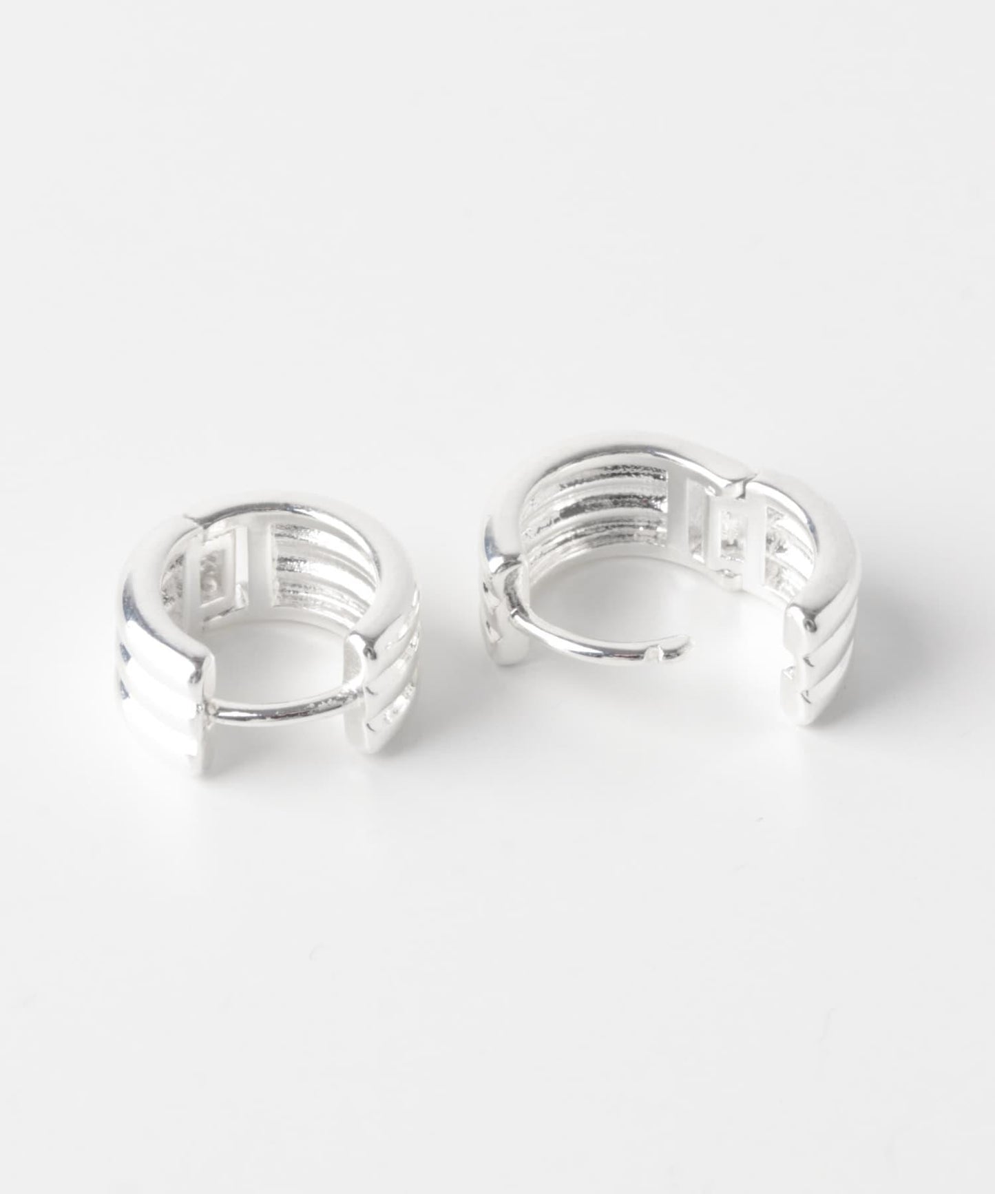 三線迷你圓環耳環