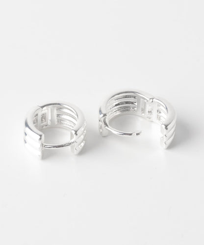 三線迷你圓環耳環