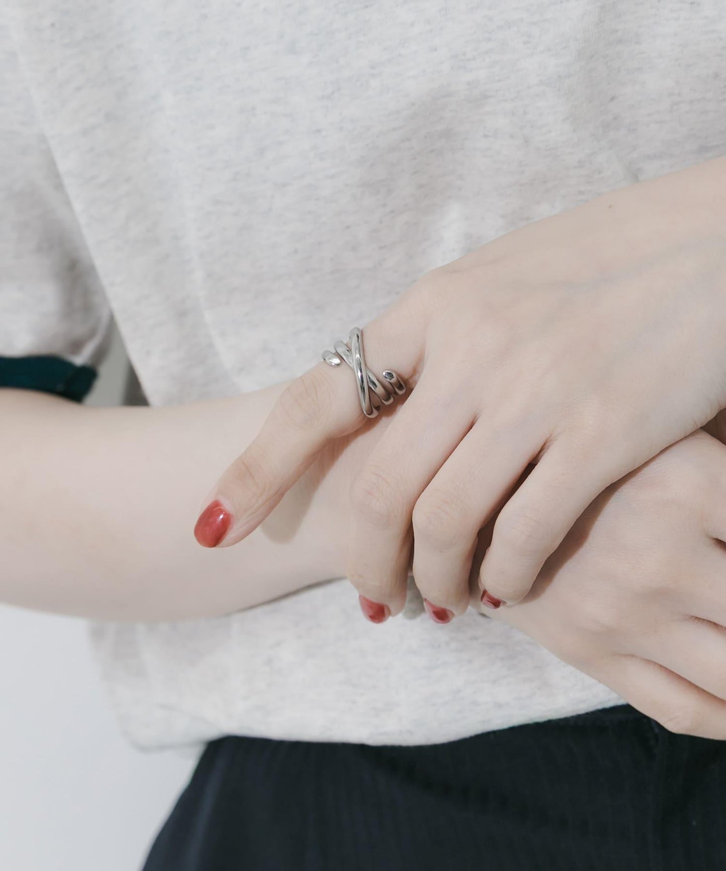 不鏽鋼十字線設計戒指