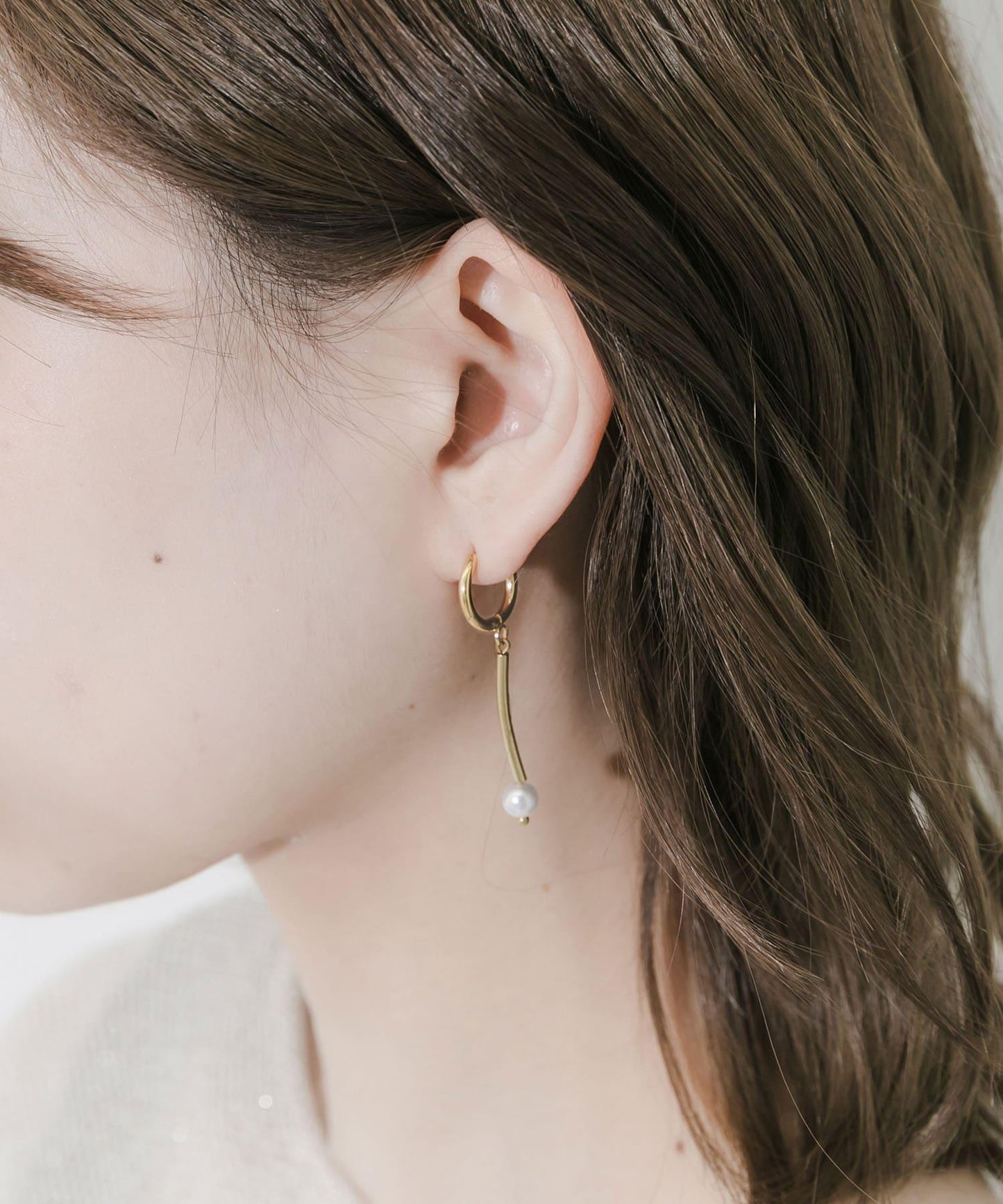 不鏽鋼不對稱珍珠耳釘