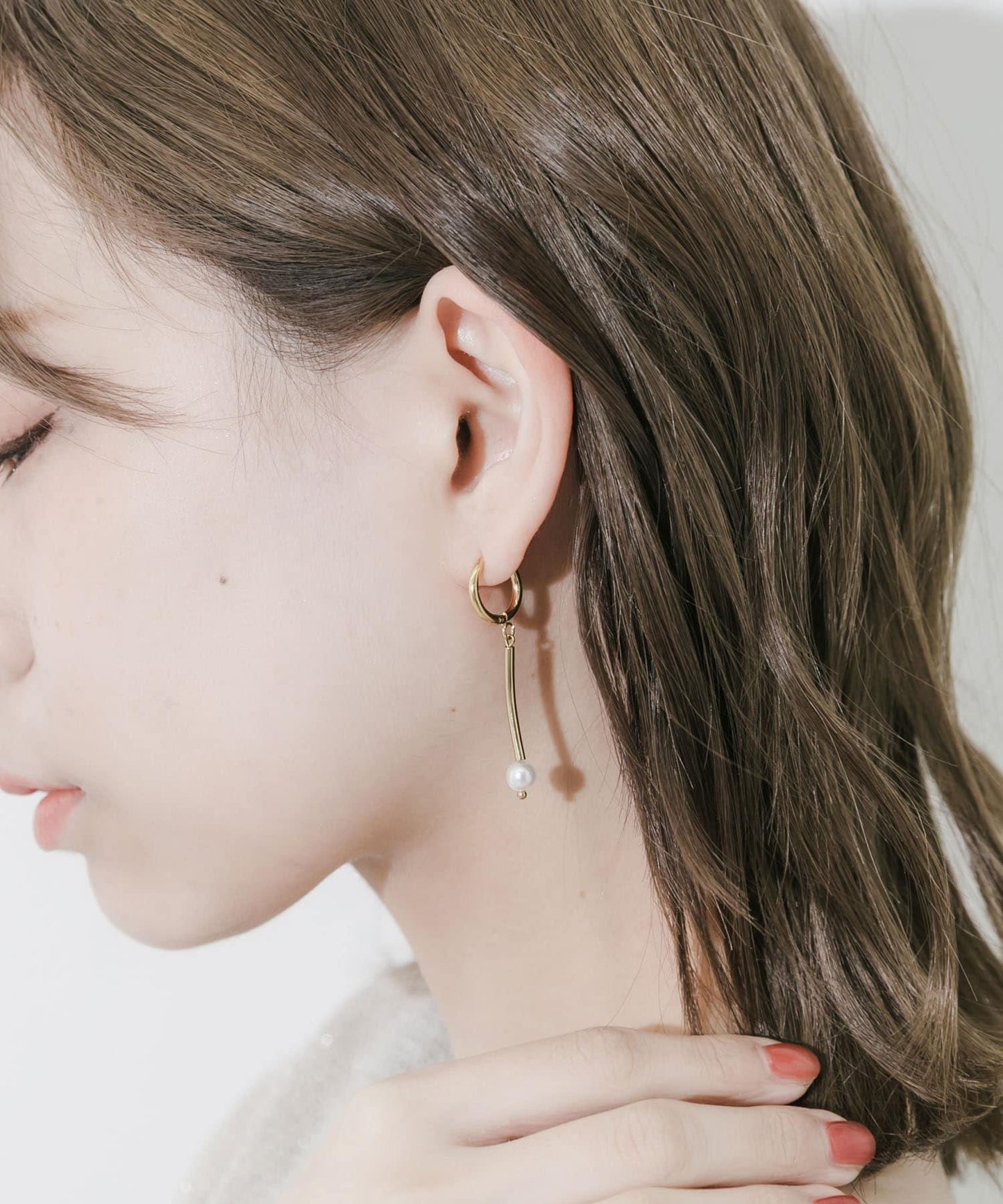 不鏽鋼不對稱珍珠耳釘