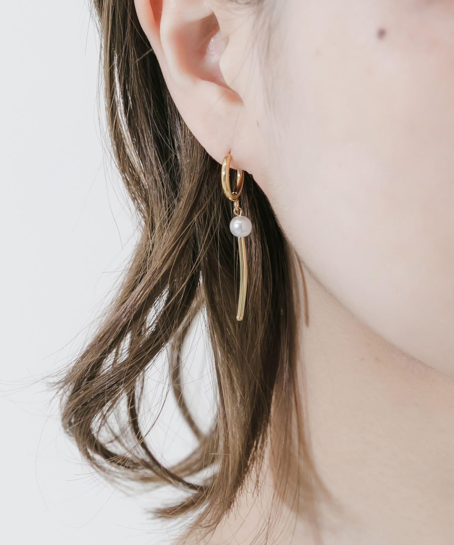 不鏽鋼不對稱珍珠耳釘