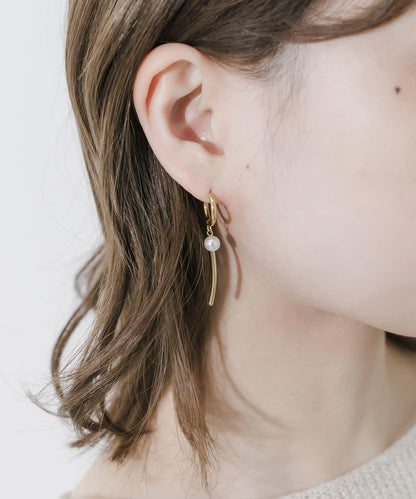不鏽鋼不對稱珍珠耳釘