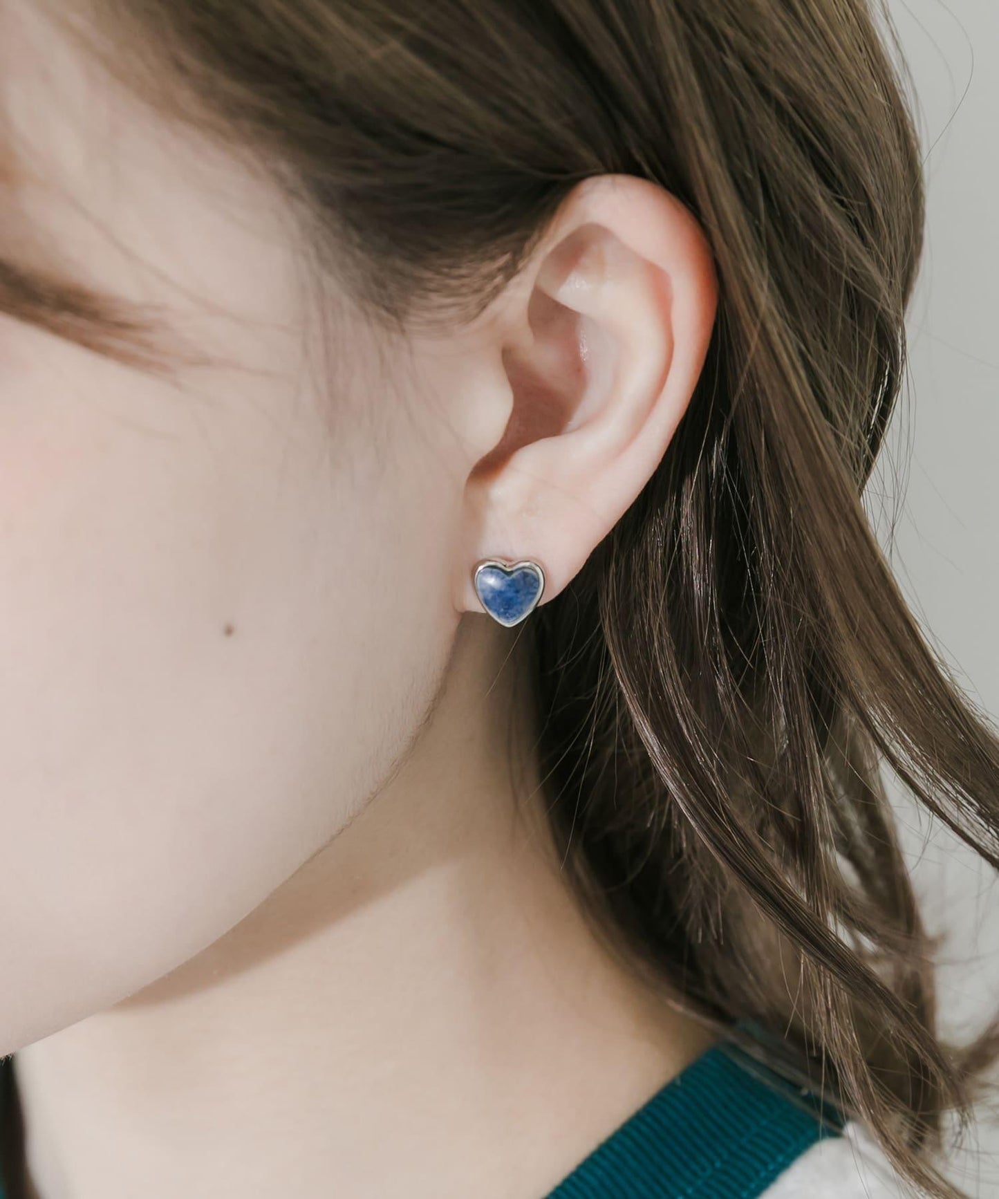 大理石紋愛心耳飾