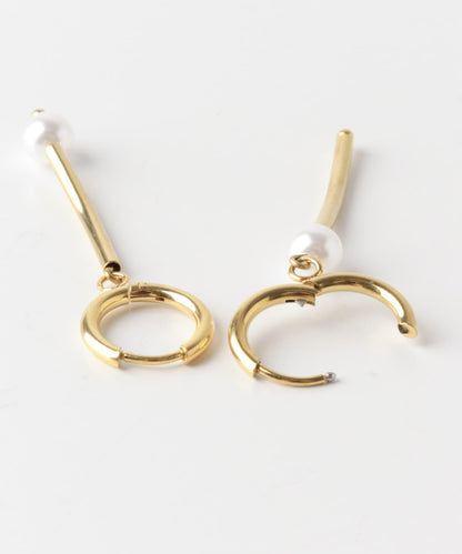 不鏽鋼不對稱珍珠耳釘