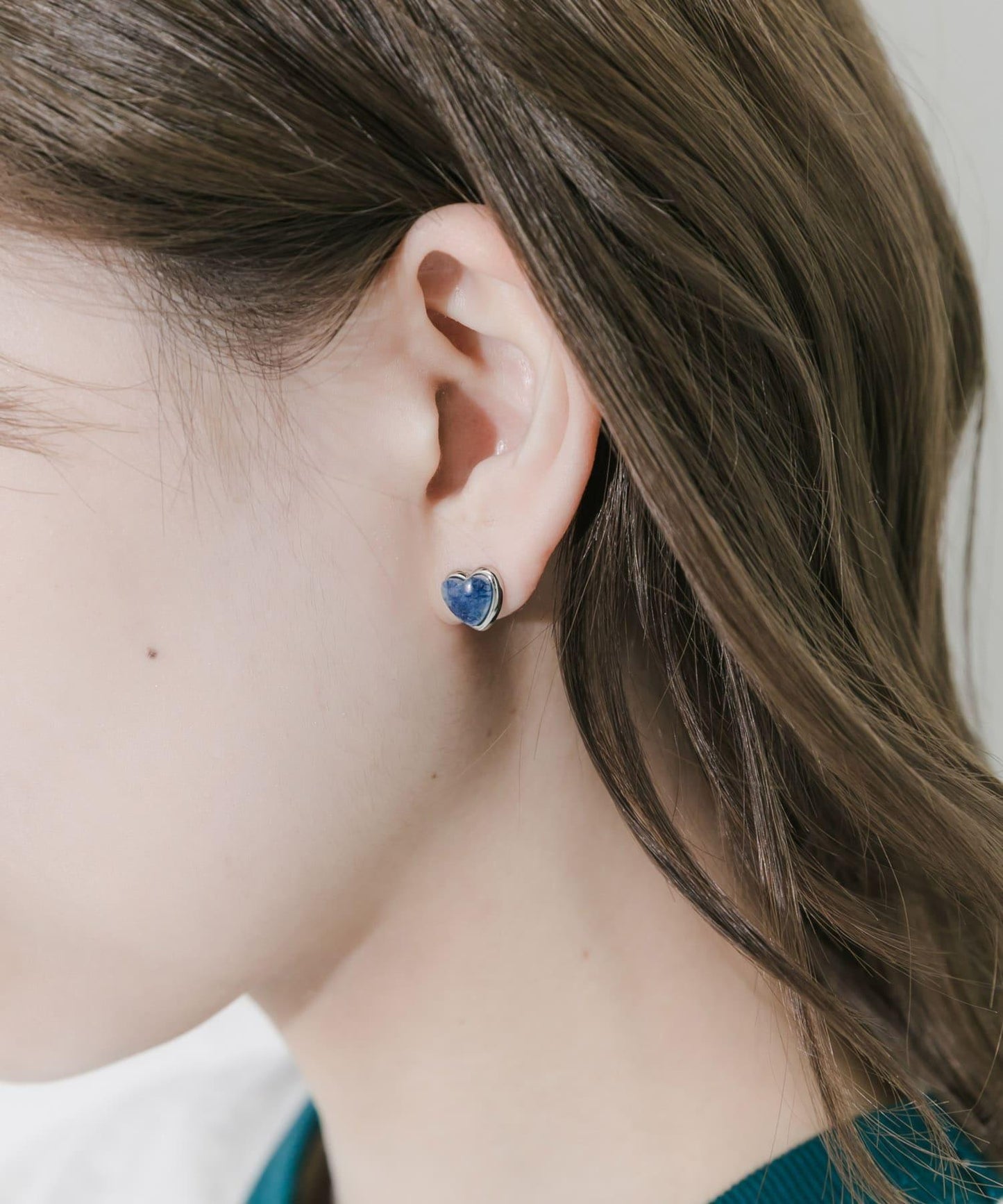 大理石紋愛心耳飾