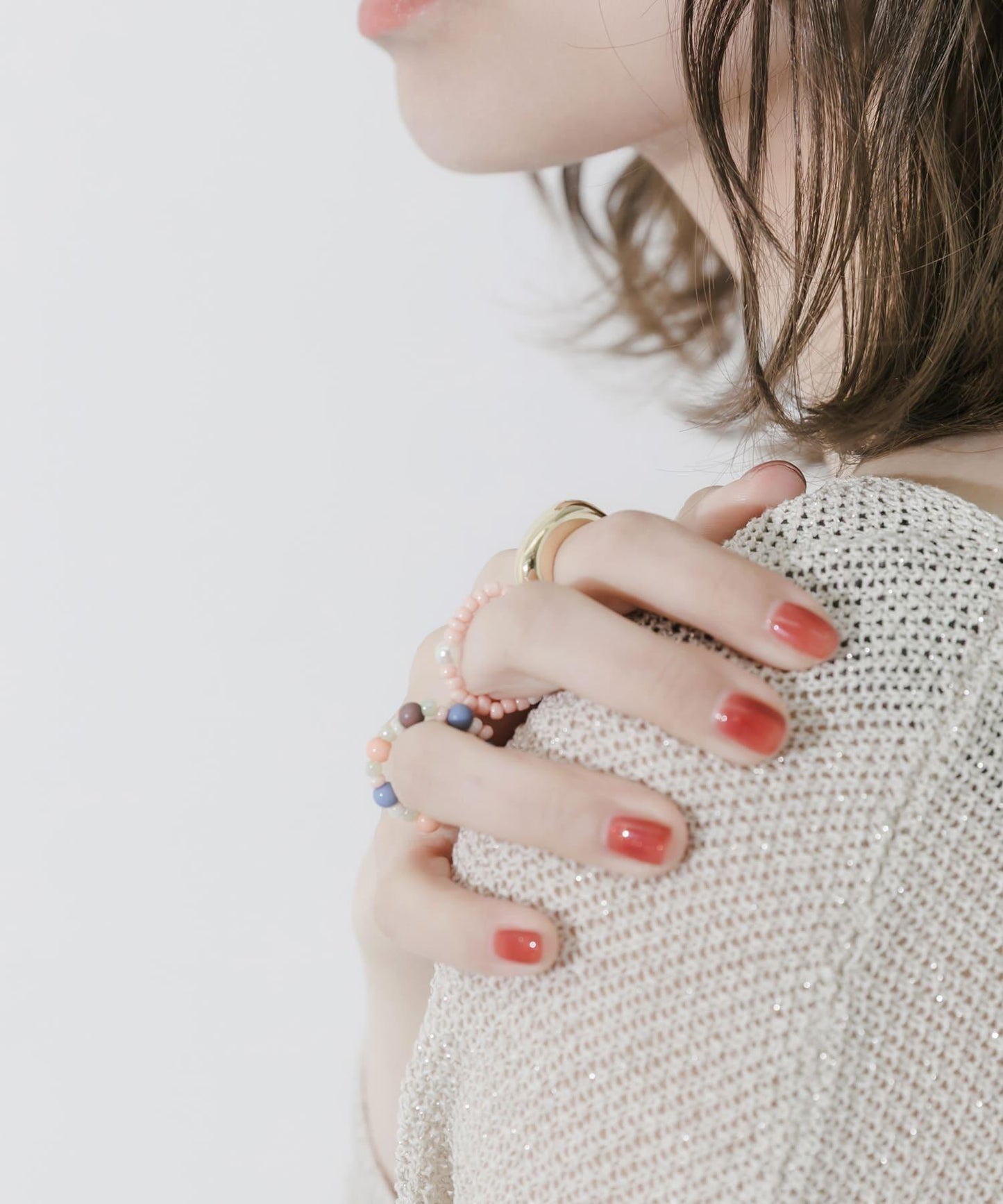 多彩珠飾三件套戒指