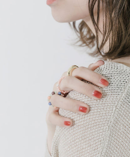 多彩珠飾三件套戒指