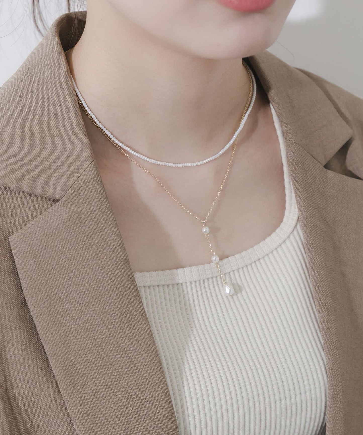 珍珠珠串雙套裝項鍊