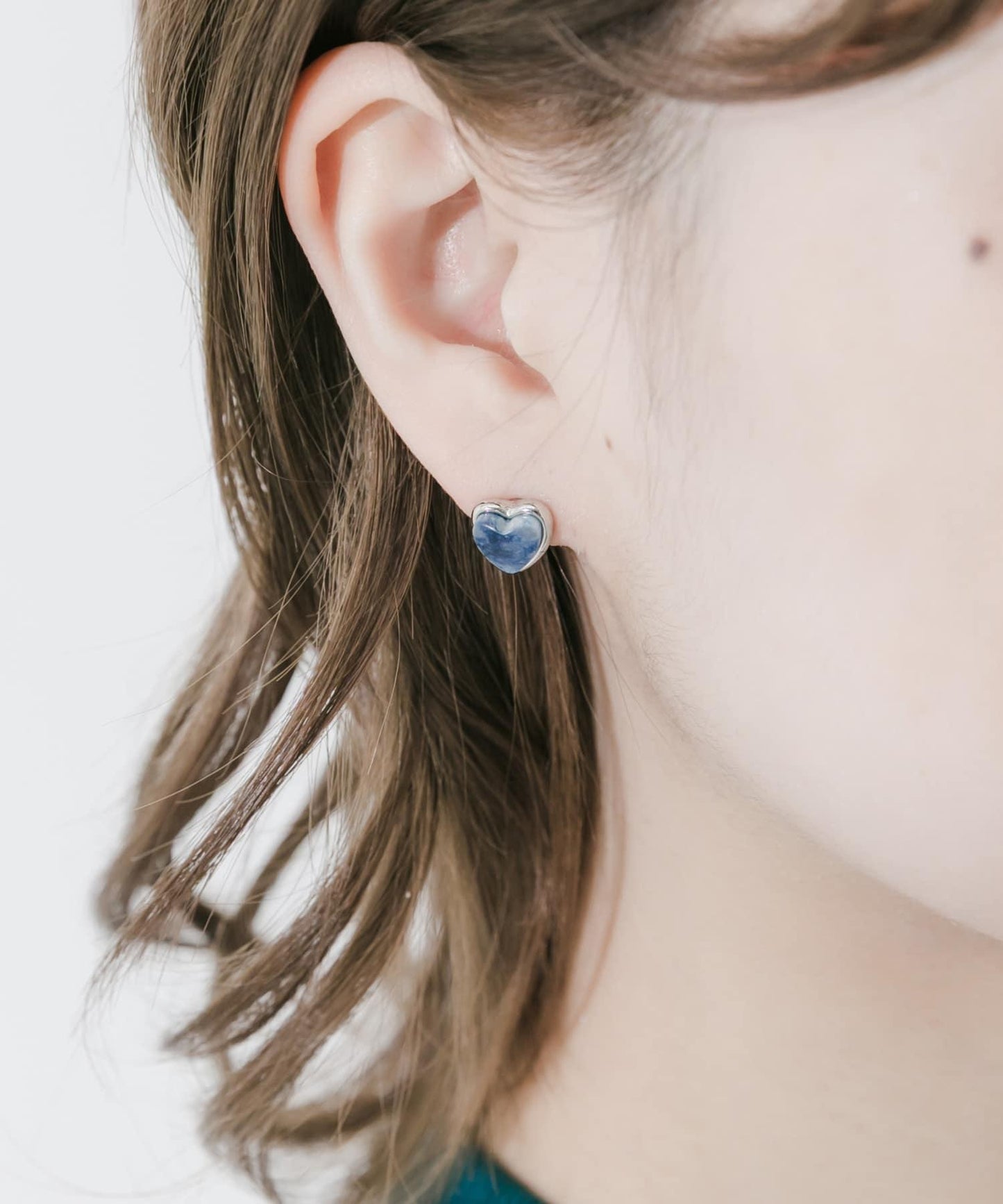 大理石紋愛心耳飾