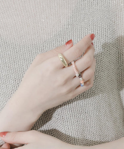 多彩珠飾三件套戒指