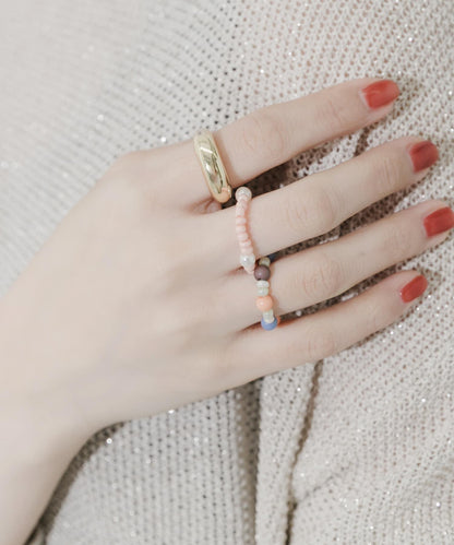 多彩珠飾三件套戒指