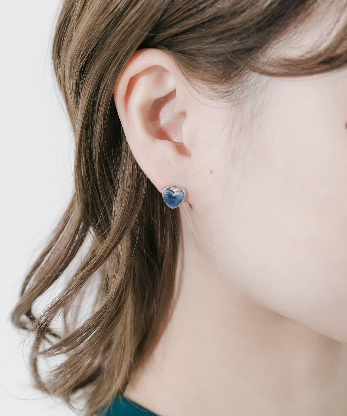 大理石紋愛心耳飾