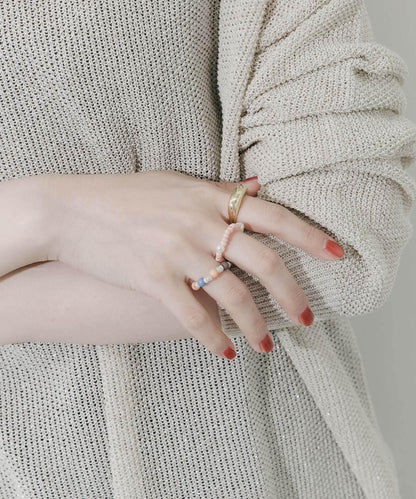 多彩珠飾三件套戒指