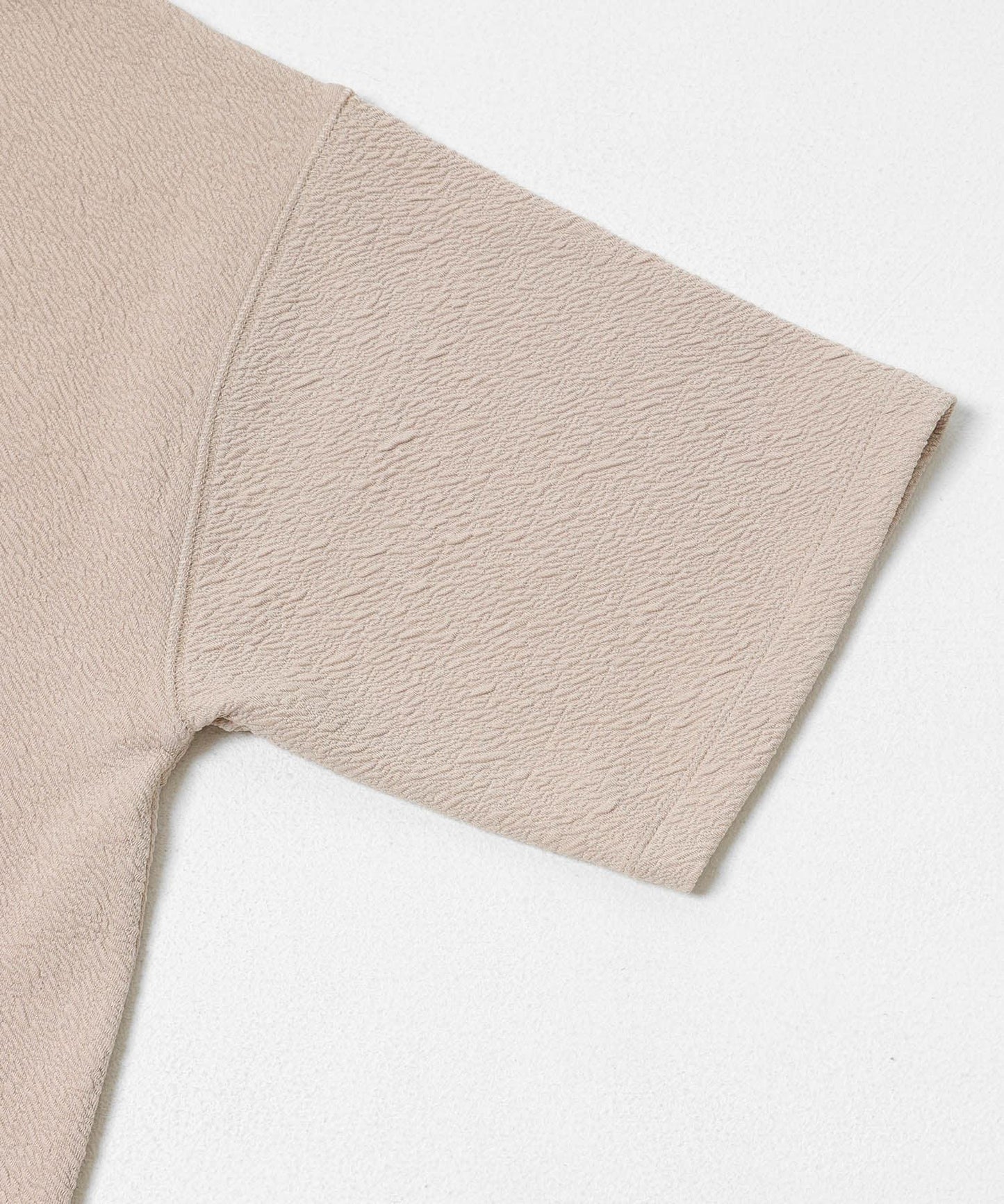 割絨提花抽繩五分袖套頭上衣