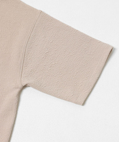 割絨提花抽繩五分袖套頭上衣