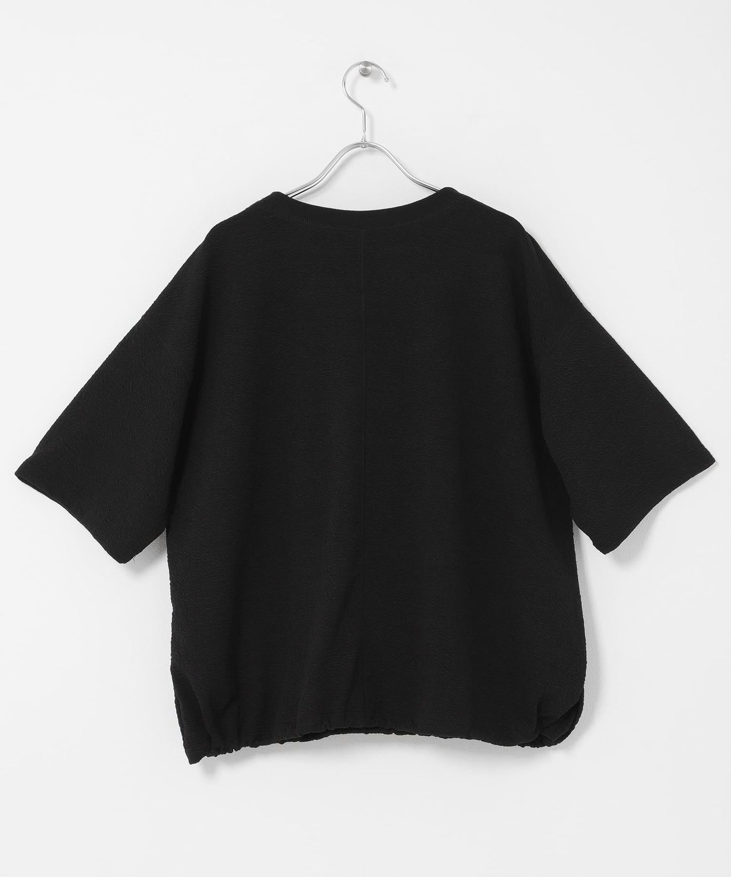 割絨提花抽繩五分袖套頭上衣