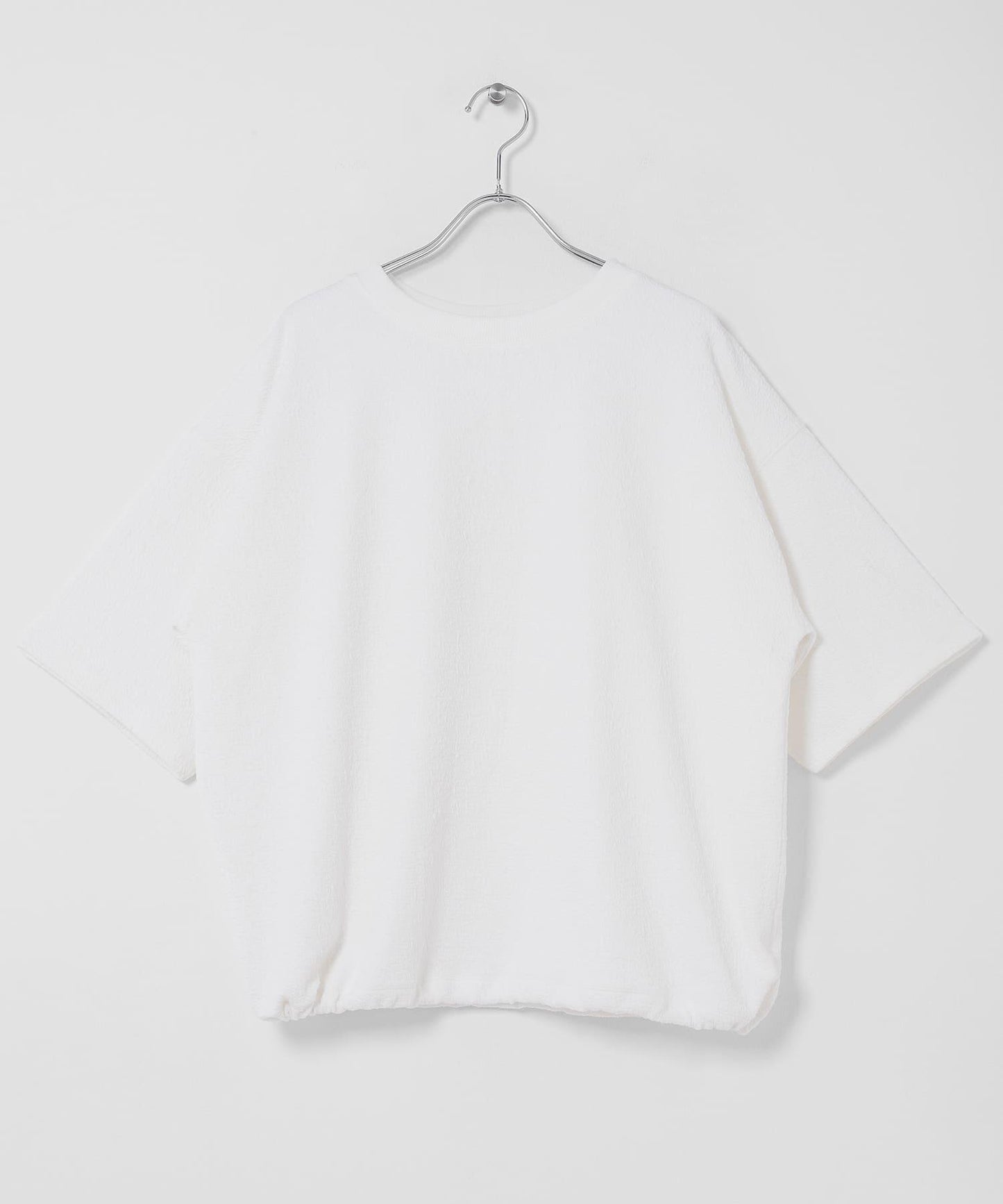 割絨提花抽繩五分袖套頭上衣