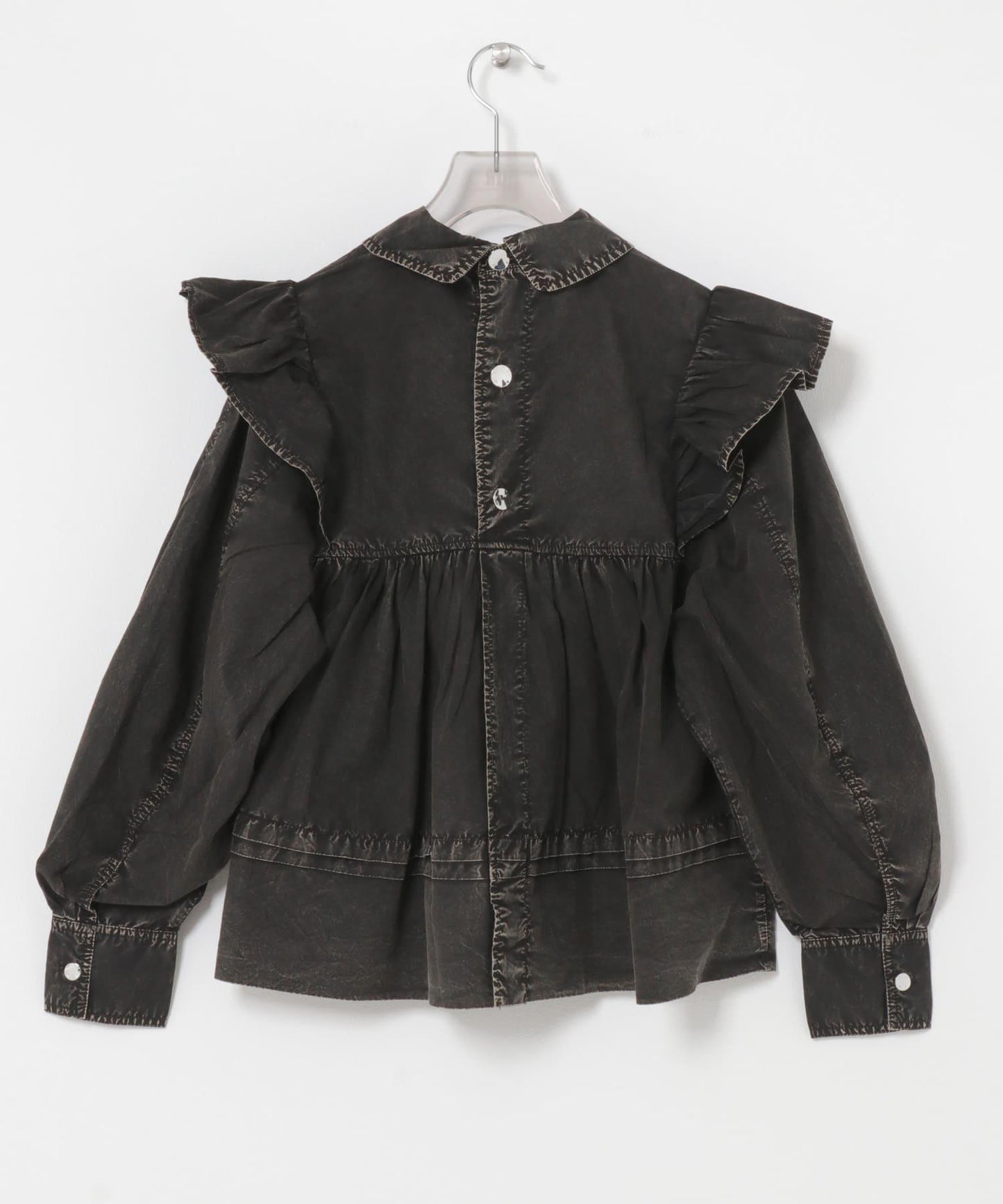 GANNI 成衣染色 荷葉邊設計 襯衫