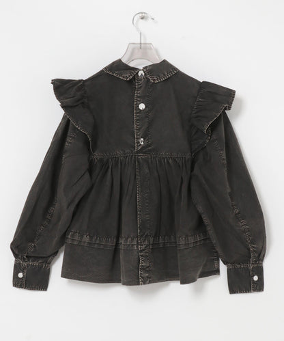 GANNI 成衣染色 荷葉邊設計 襯衫