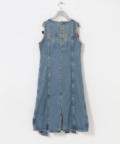 GANNI TINT RIGID DENIM BOW DRESS 硬挺牛仔蝴蝶結連衣裙