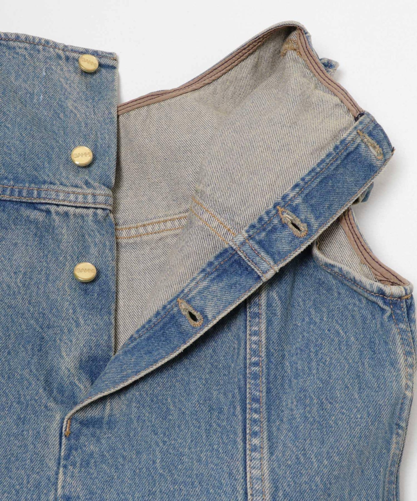 GANNI TINT RIGID DENIM BOW DRESS 硬挺牛仔蝴蝶結連衣裙