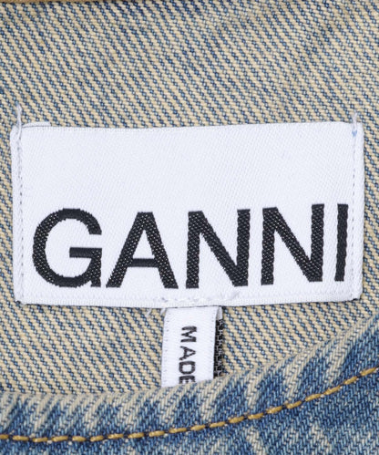 GANNI TINT RIGID DENIM BOW DRESS 硬挺牛仔蝴蝶結連衣裙