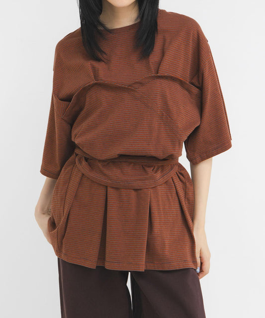 胸衣設計寬條紋 TEE 短袖T恤