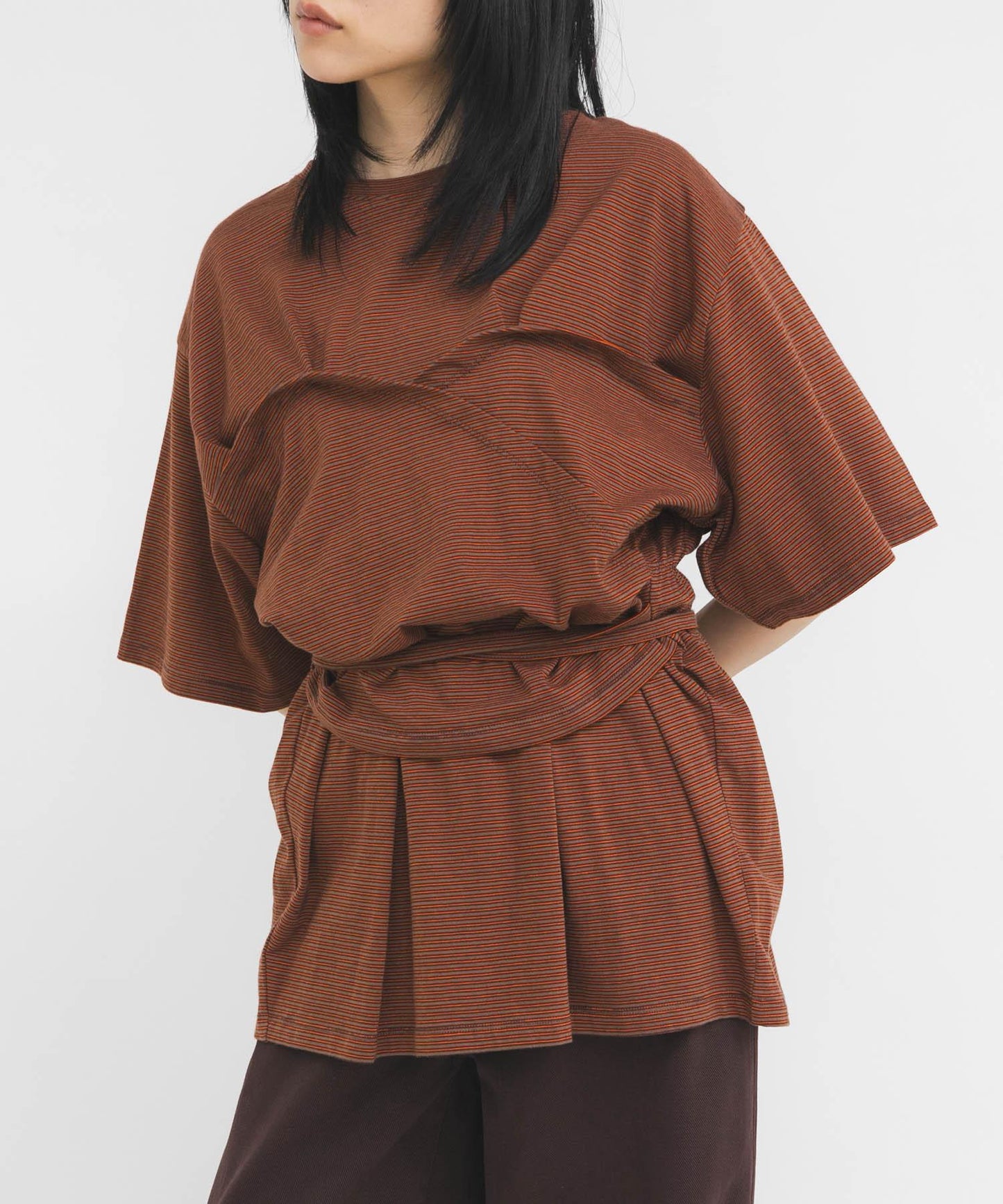 胸衣設計寬條紋 TEE 短袖T恤