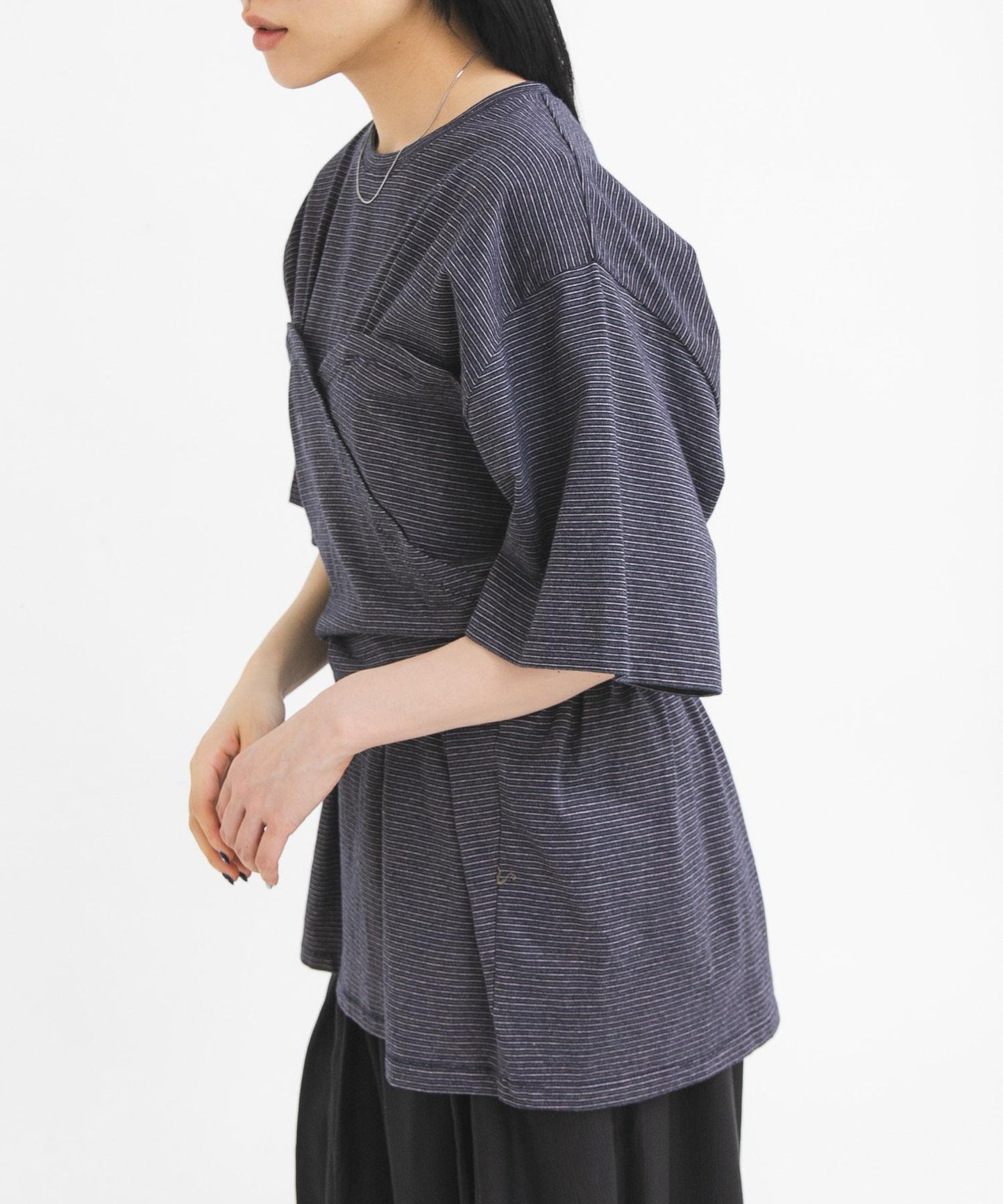 胸衣設計寬條紋 TEE 短袖T恤