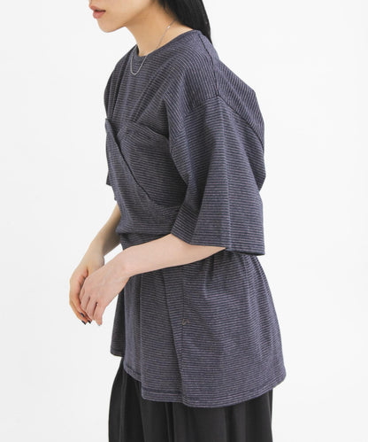 胸衣設計寬條紋 TEE 短袖T恤