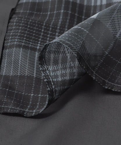 透感格紋疊穿設計襯衫