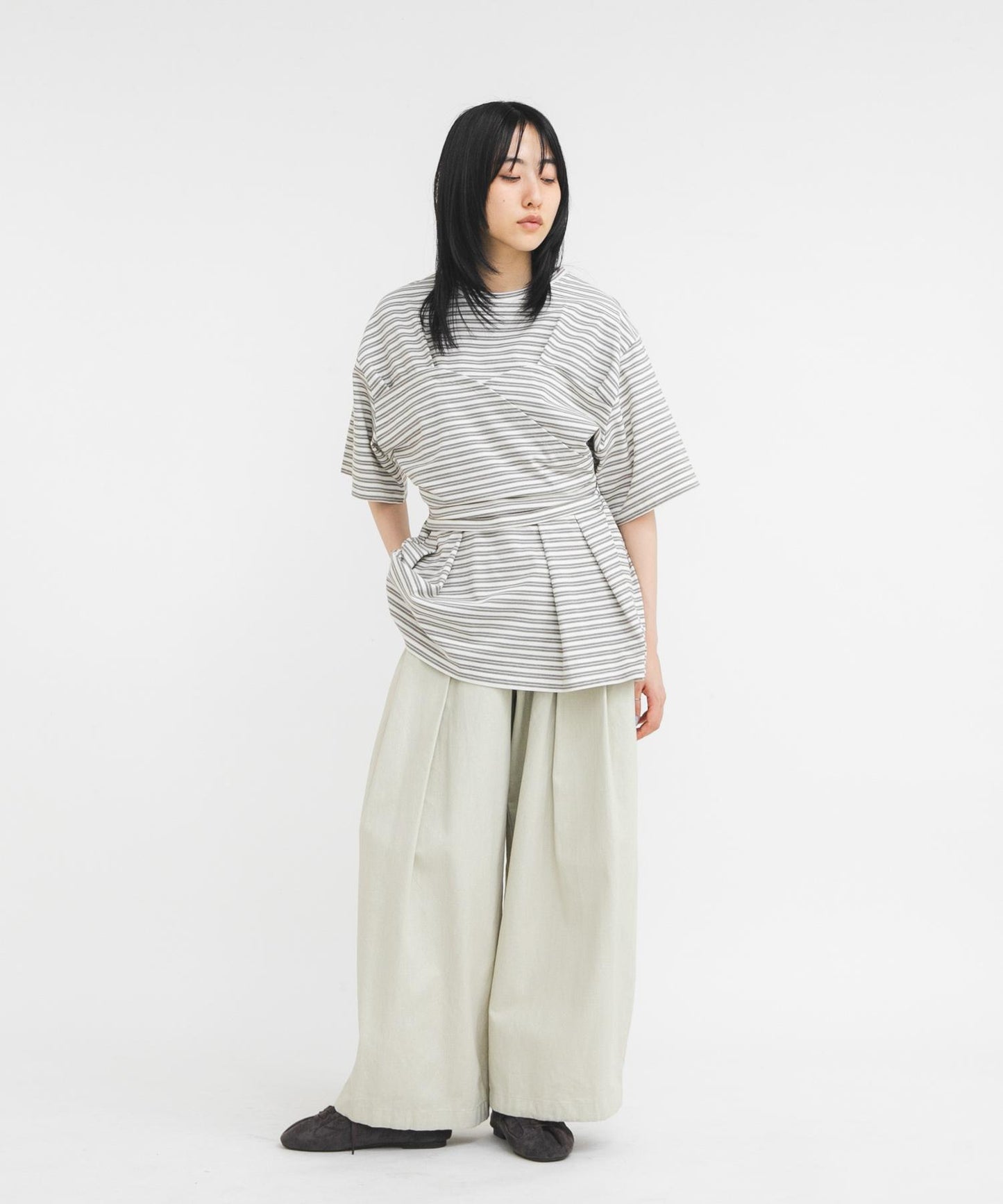 胸衣設計寬條紋 TEE 短袖T恤