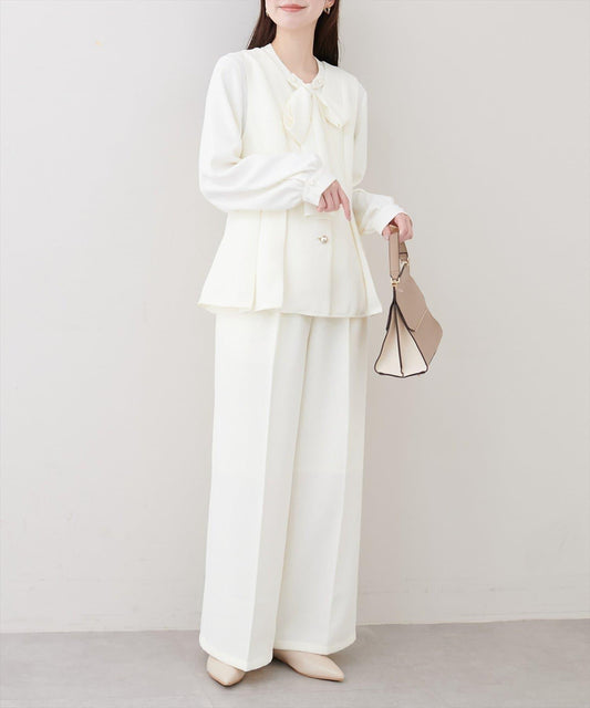 natural couture 金扣褶襉闊腿褲