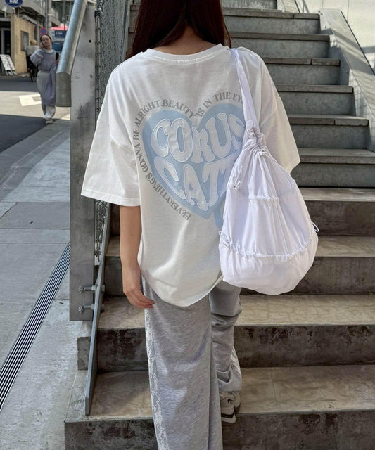 融化愛心圖案 寬鬆版型 T恤