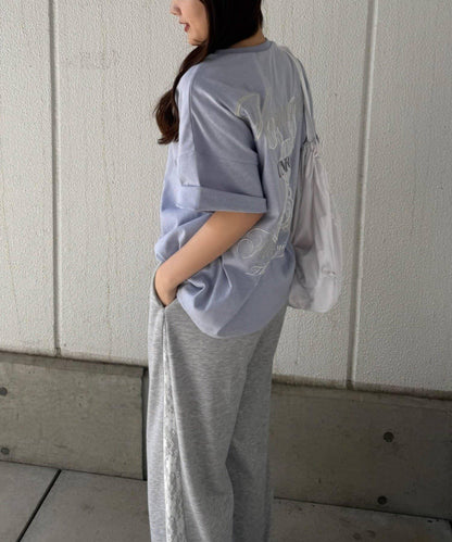 蕾絲兔圖案 寬鬆 T恤