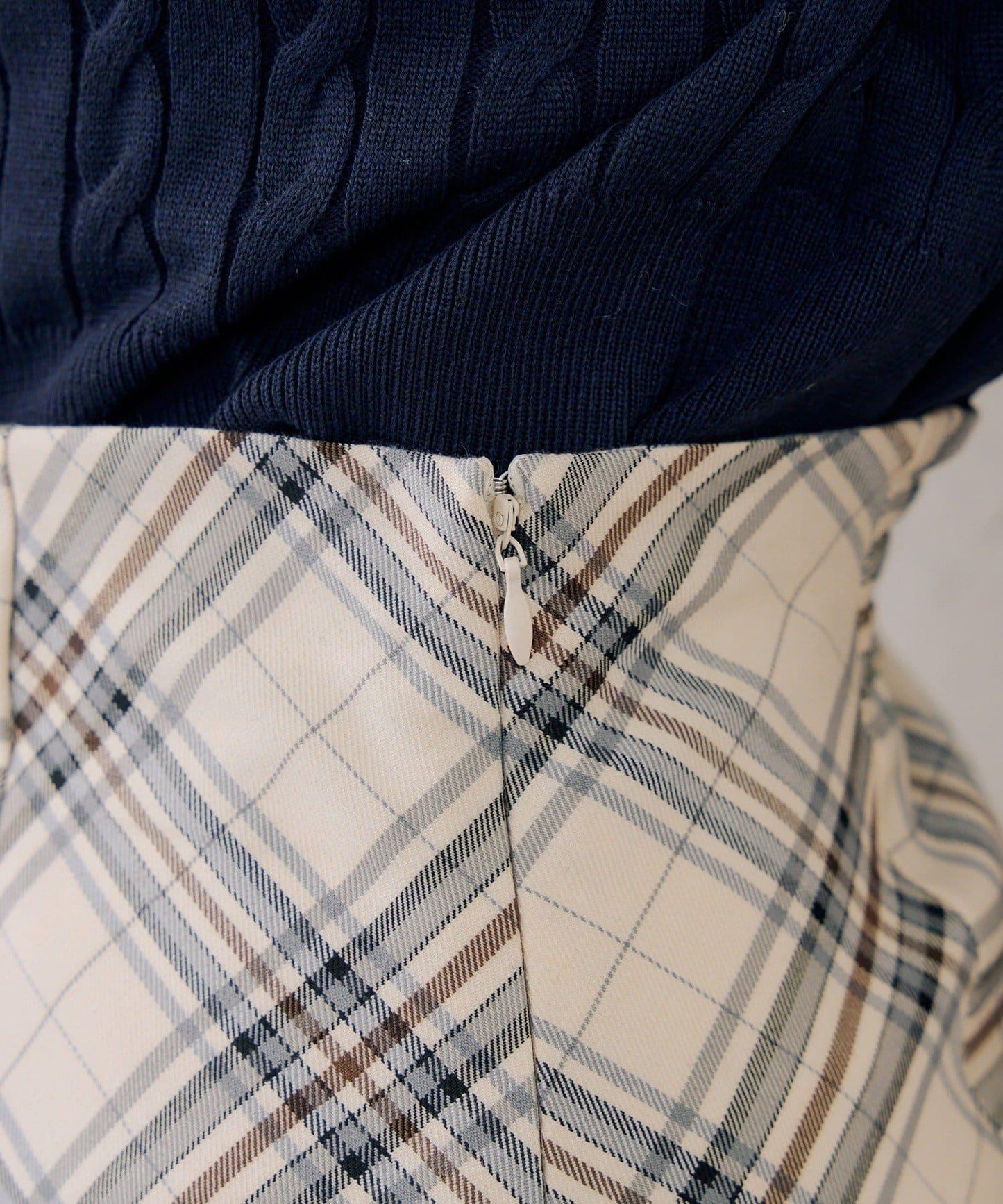 格紋百褶迷你半身裙