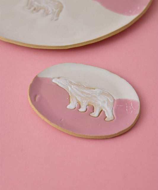 teto ceramics 《聯名》 北極熊櫻花圖案橢圓盤