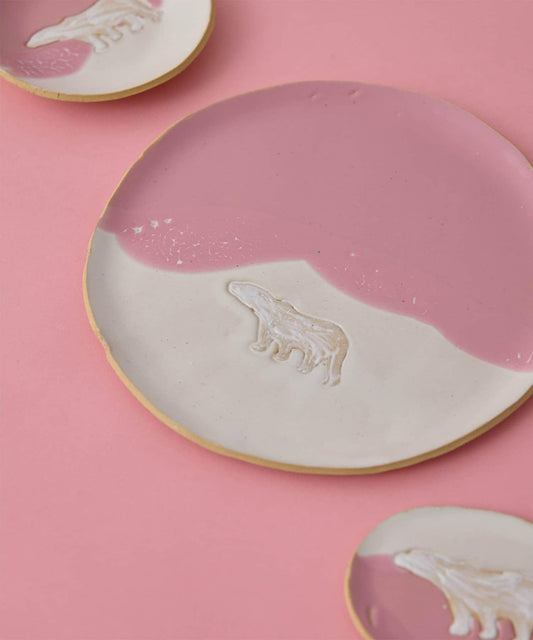 teto ceramics 北極熊櫻花星球圖案 中號陶瓷盤