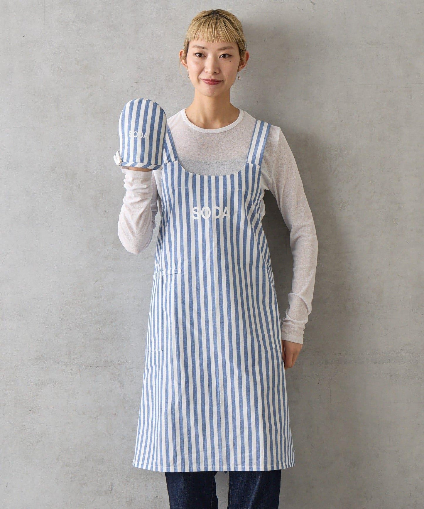 條紋棉質設計 圍裙＋隔熱手套＋廚房布 禮盒套裝