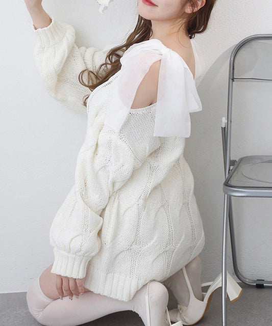 one after another 奶油調色針織上衣