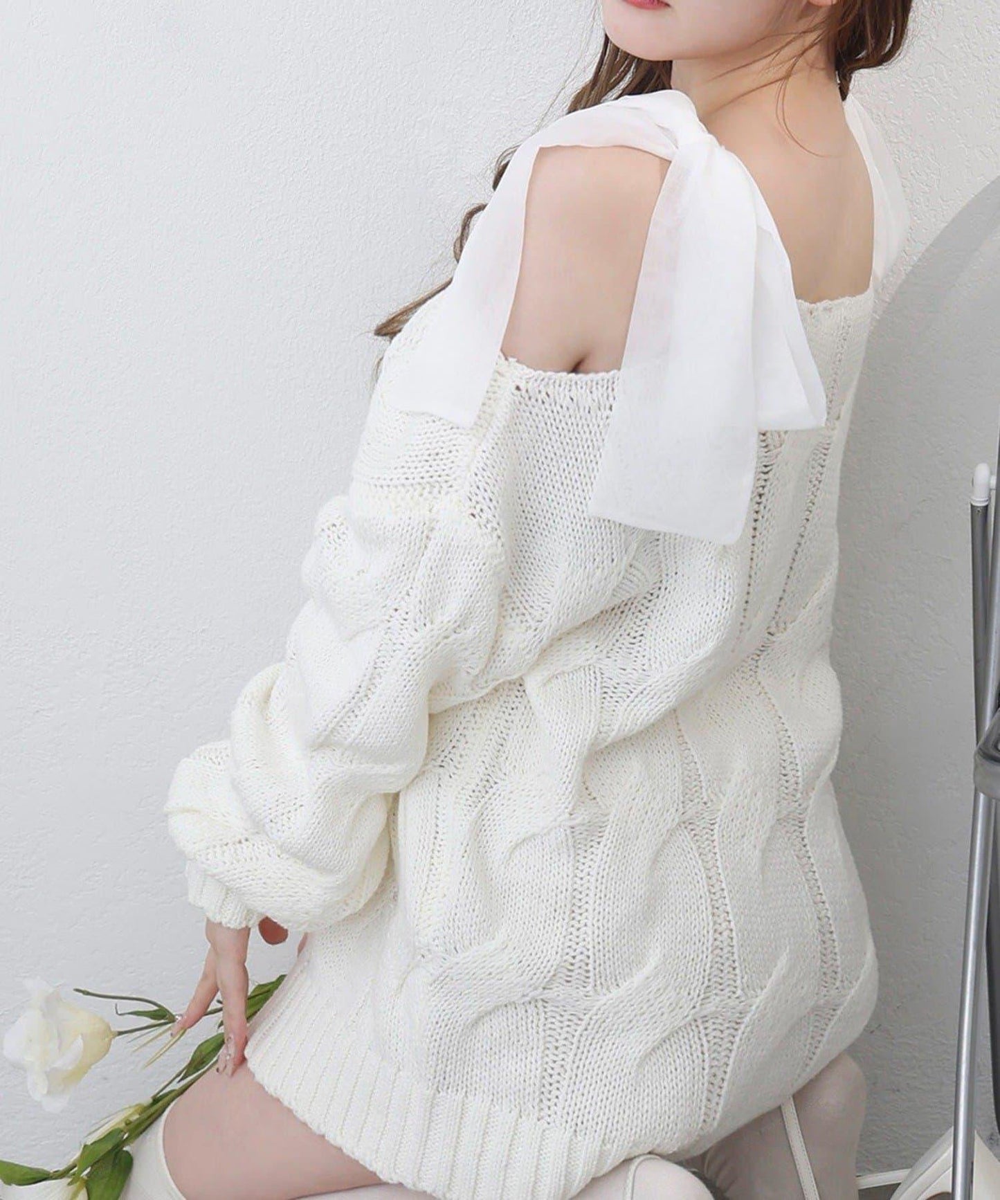 one after another 奶油調色針織上衣