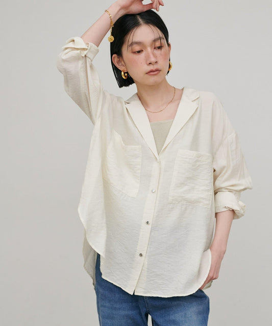 垂墜質感 雙口袋設計 垂墜襯衫