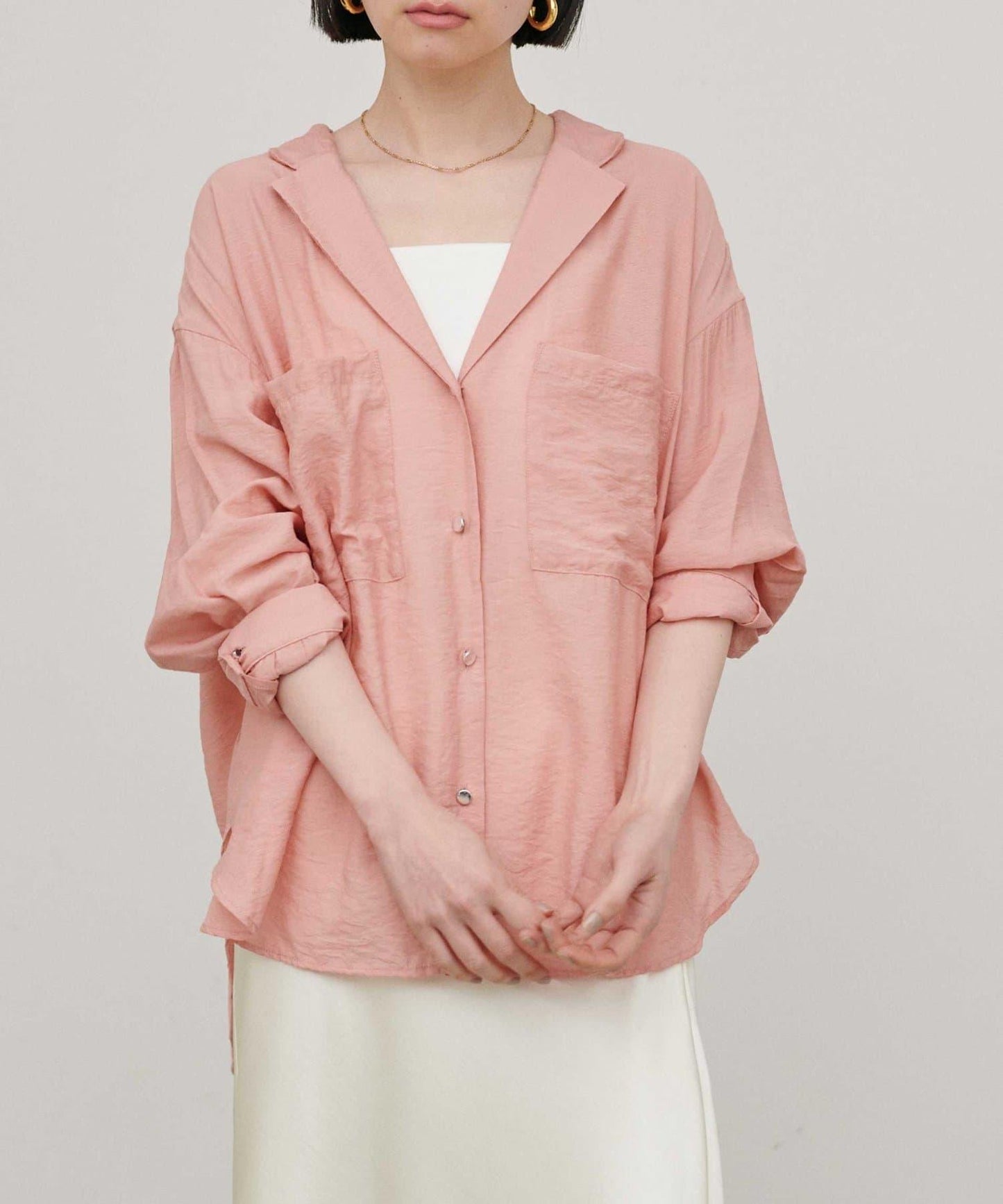 垂墜質感 雙口袋設計 垂墜襯衫