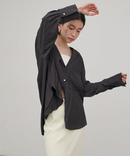 垂墜質感 雙口袋設計 垂墜襯衫