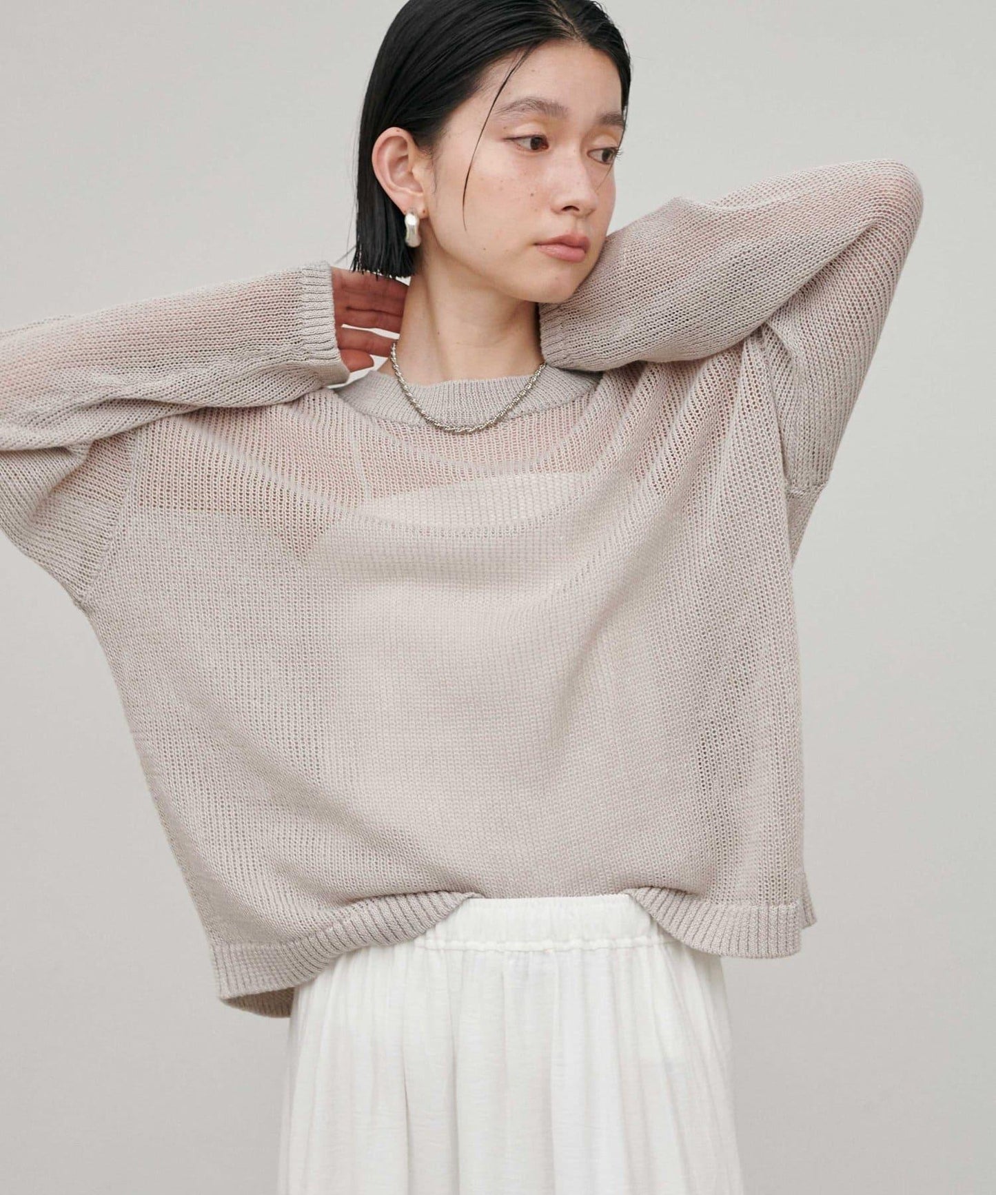 船領吉馬紗透膚針織上衣