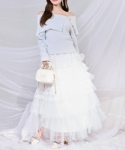 one after another 網紗層疊長款半身裙